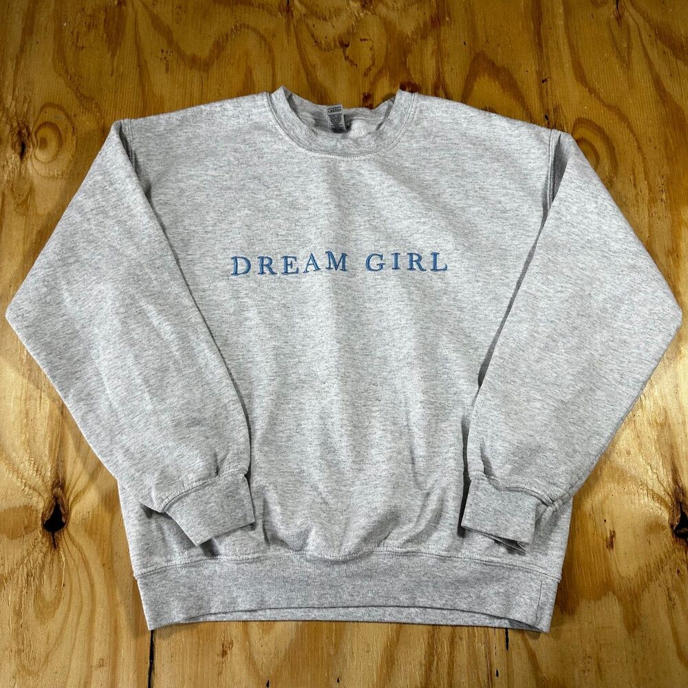 Dream Girl Embroidered Gray Crewneck Sweatshirt - Size M